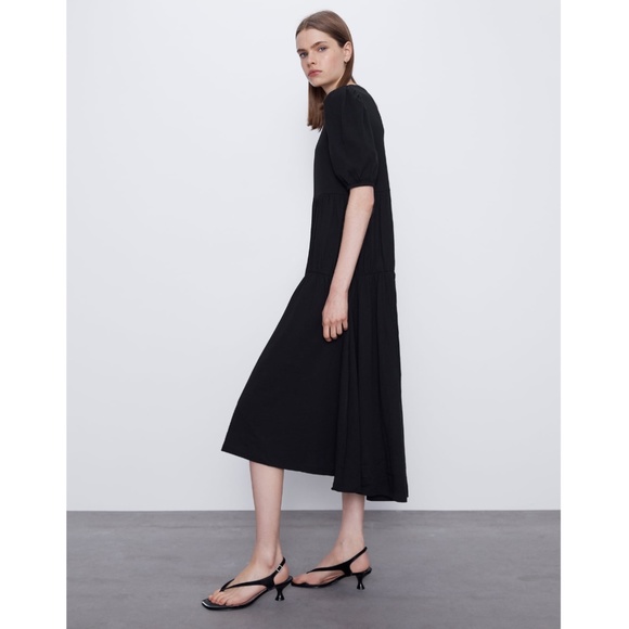 Zara Black Dress with Ruching NWT - Picture 4 of 8